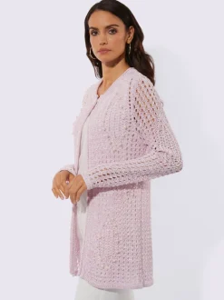 Veste longue en tricot motif ajouré léger