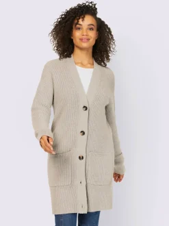 Veste longue en tricot 2 poches plaquées