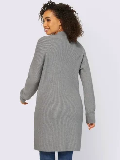 Veste longue en tricot 2 poches plaquées