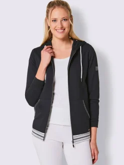 Veste matière sweat en coupe hoodie avec capuche et poches zippées