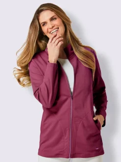 Veste matière sweat sportive à glissière poches et manches longues