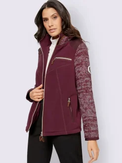 Veste polaire zippée et col montant avec emblème en tricot