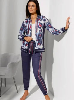 Veste sweat imprimé numérique avec empiènements contrastés et col blouson élastique