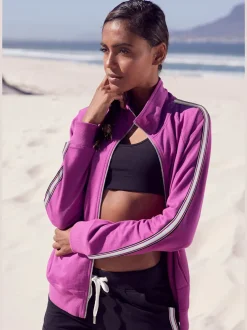 Veste sweat veste à col montant et rayures
