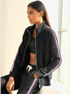 Veste sweat veste à col montant et rayures
