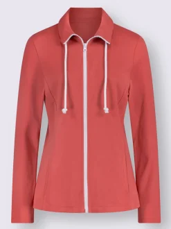 Veste sweat zippée à capuche en interlock et poches cousues