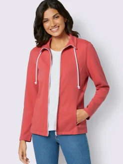 Veste sweat zippée à capuche en interlock et poches cousues