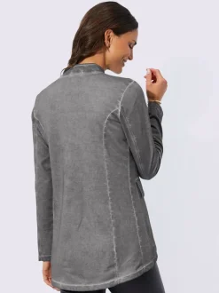 Veste uni à col montant et manches longues et poches